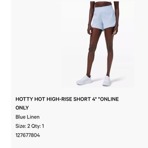 Lululemon Hotty Hot High Rise 4 inch shorts